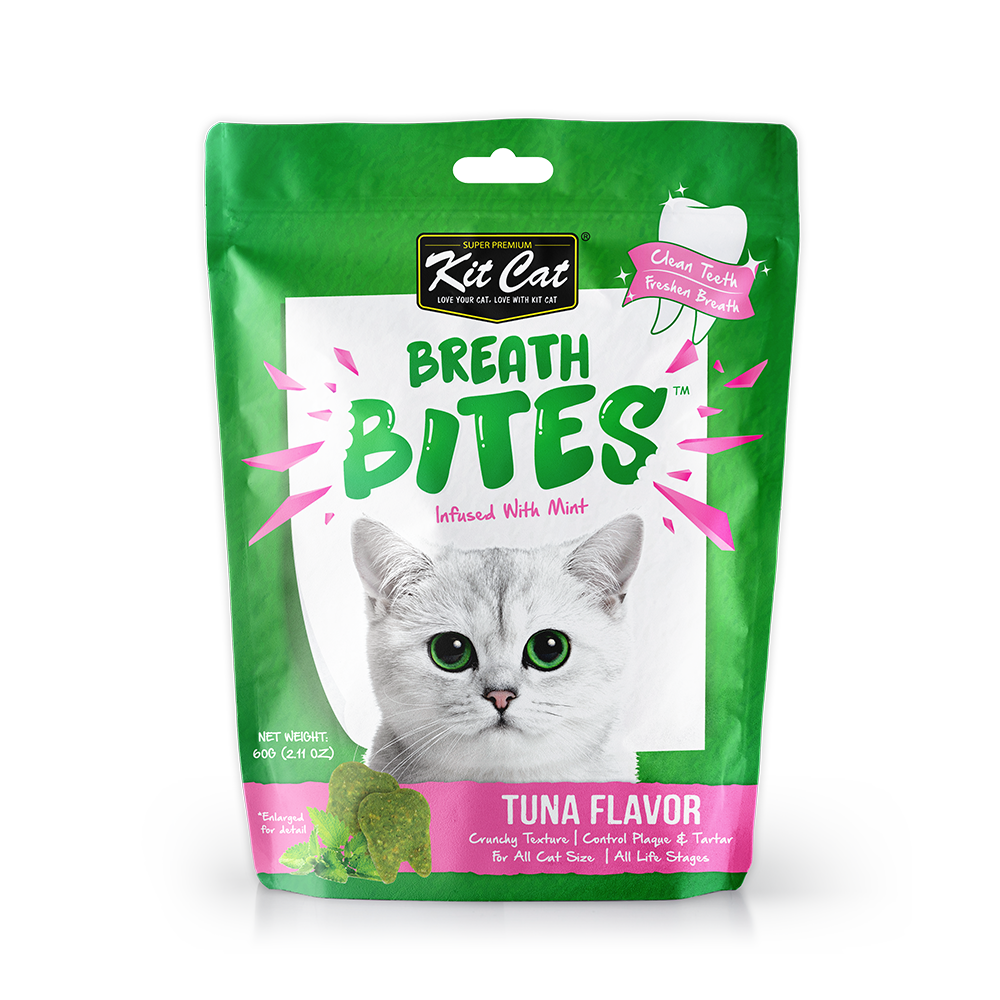 [As Low As $2.80 Each] Kit Cat Breath Bites Mint & Tuna Cat Treats 60g
