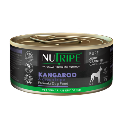 Nutripe Pure Kangaroo & Green Tripe Adult Dog Canned Food 95g & 390g