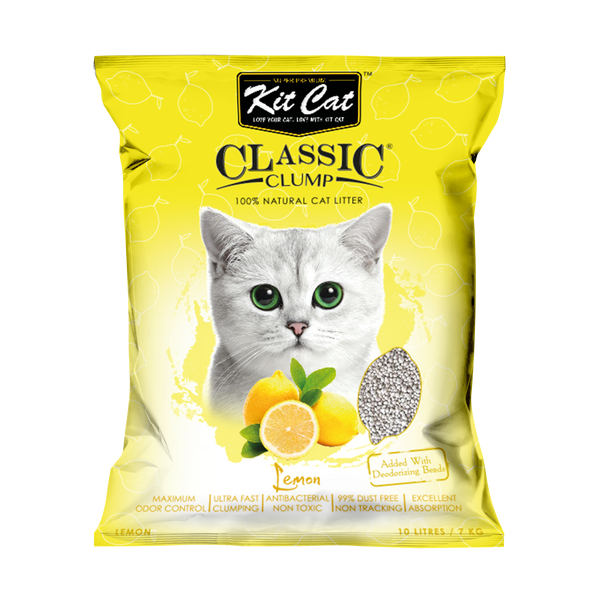 Kit Cat Classic Clump Cat Litter Lemon 10L (Bundle of 6)