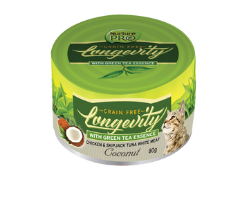 Nurture Pro Longevity Chicken & Skipjack Tuna White Meat with Coconut Canned Cat Food 80g