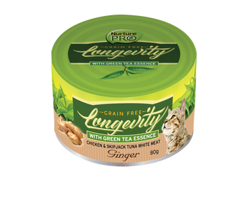Nurture Pro Longevity Chicken & Skipjack Tuna White Meat with Ginger Canned Cat Food 80g