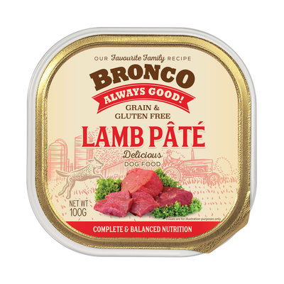 Bronco Lamb Pate Dog Tray Food 100g