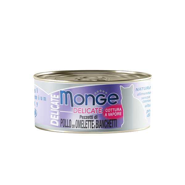 Monge Delicate Chicken Flakes with Omelette and Whitebait Wet Cat Food 80g