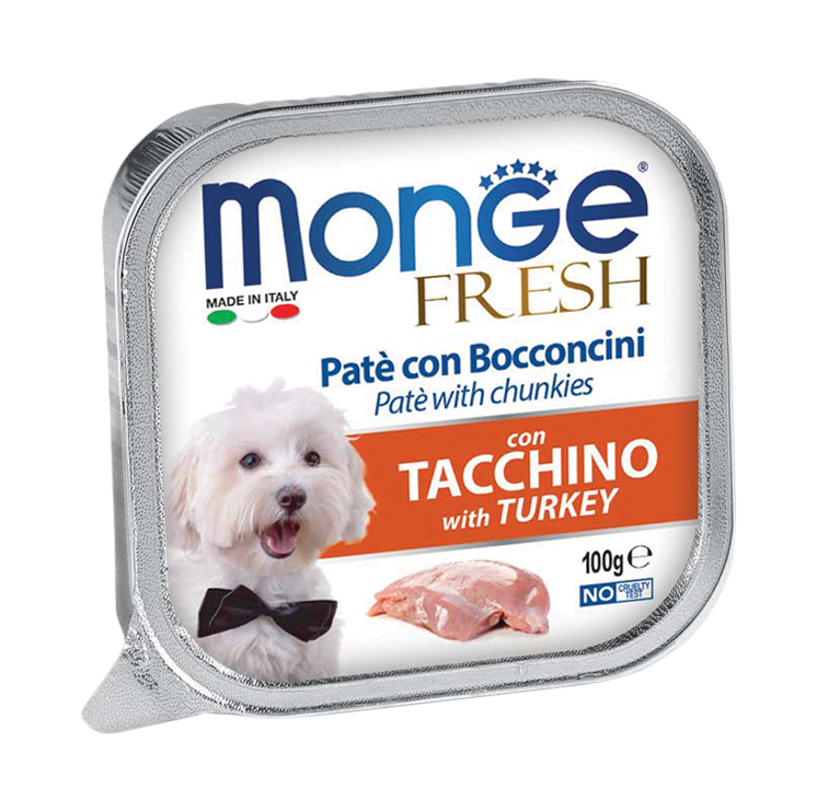 Monge Fresh Paté and Chunkies with Turkey Tray Dog Food 100g