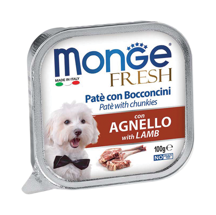 Monge Fresh Paté and Chunkies with Lamb Tray Dog Food 100g