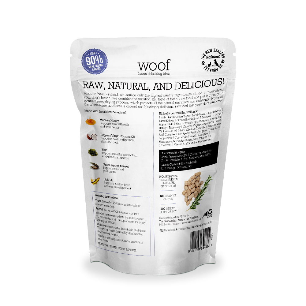 WOOF Freeze Dried Raw Lamb Dog Treats 50g