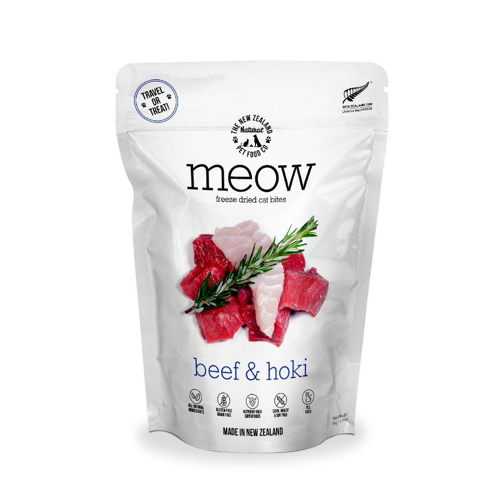 MEOW Freeze Dried Raw Beef & Hoki Cat Treats 50g