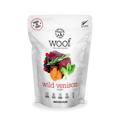 WOOF Freeze Dried Raw Wild Venison Dog Treats 50g
