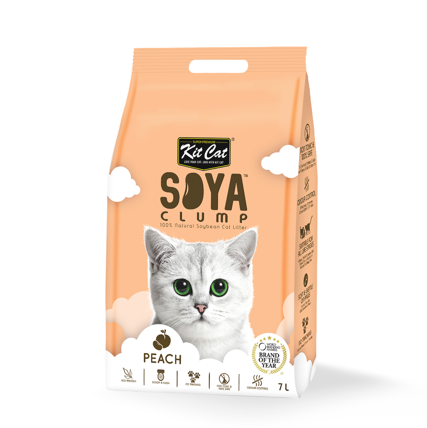 Kit Cat Soya Clump Cat Litter Peach 7L (Bundle of 6)