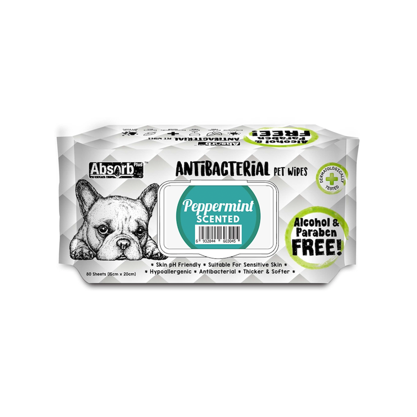 [As Low As $3.48 Each] Absorb Plus Peppermint Antibacterial Pet Wipes