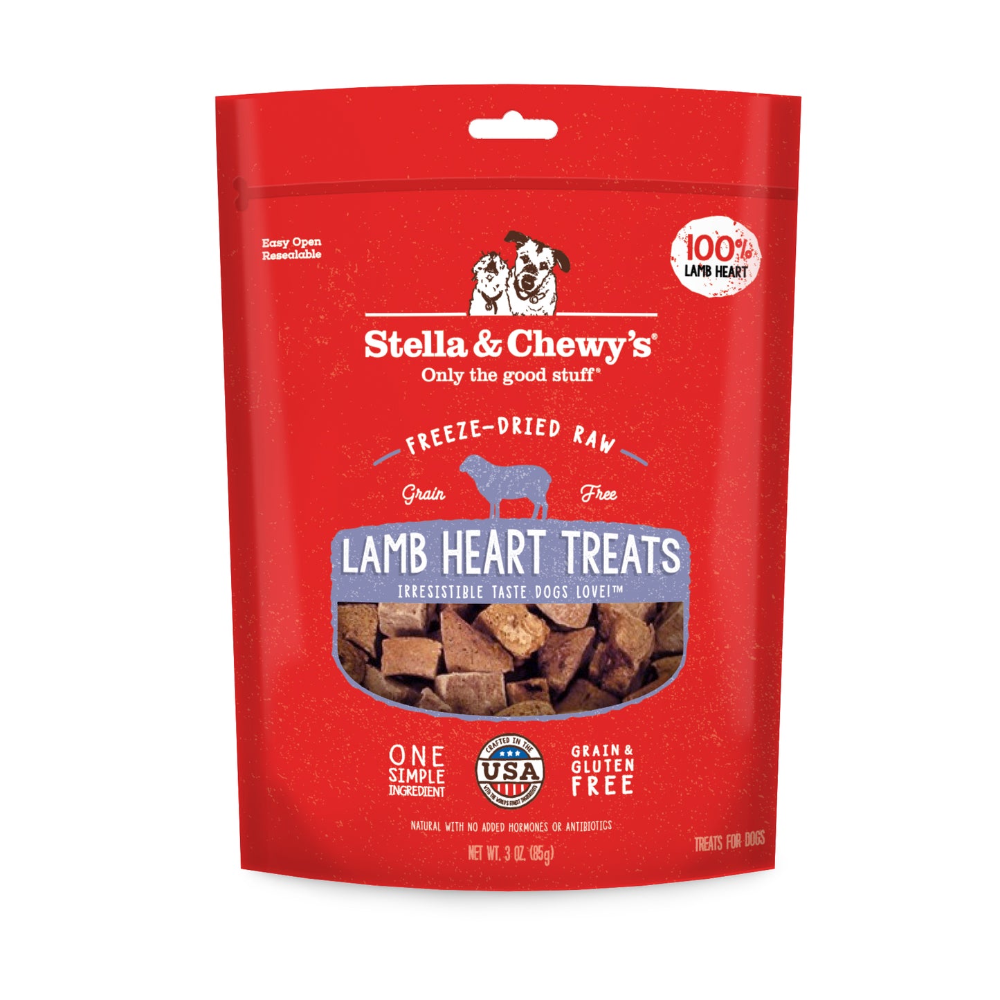 Stella & Chewy's Single Ingredient Lamb Heart Freeze Dried Dog Treats 3oz