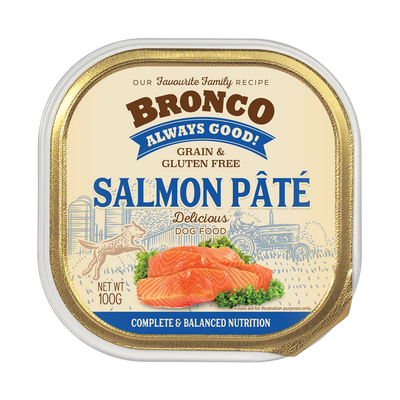 Bronco Salmon Pate Dog Tray Food 100g