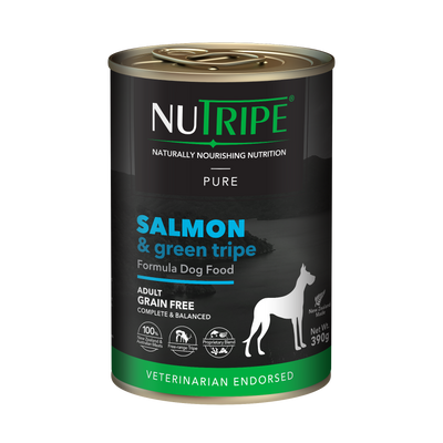 Nutripe Pure Salmon & Green Tripe Adult Dog Canned Food 95g & 390g
