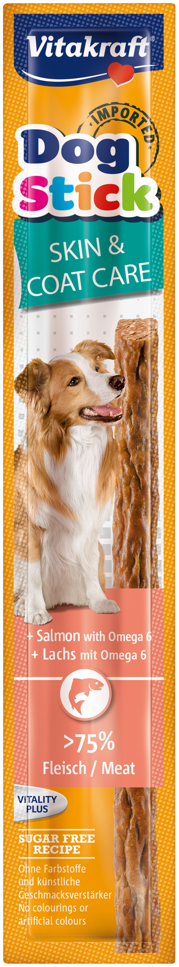 Vitakraft Dog Stick Skin & Coat Salmon w Omega 6 Dog Treats 1pc