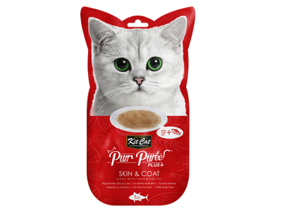 [As Low As $3.30 Each] Kit Cat Purr Puree Plus+ Tuna & Fish Oil (Skin & Coat) Cat Treat 60g