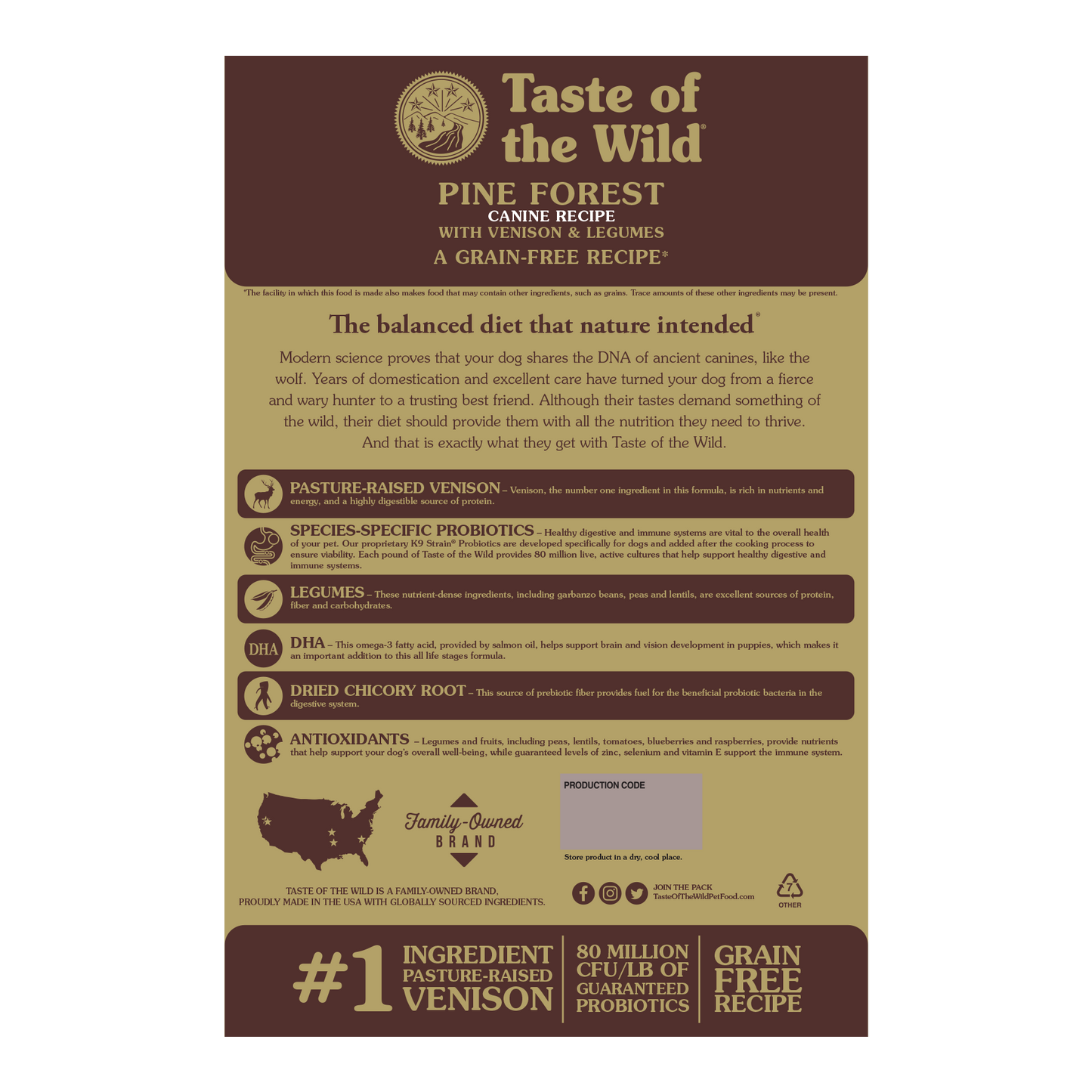 Taste of the Wild Pine Forest Venison Dog Dry Food (2 Sizes)