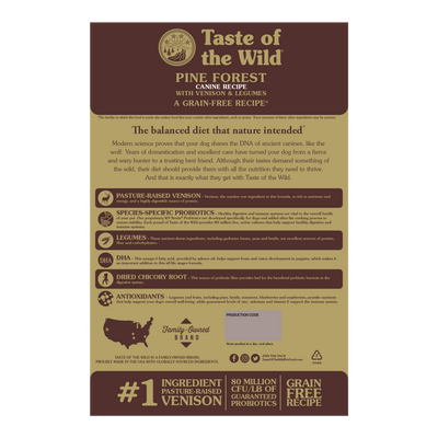 Taste of the Wild Pine Forest Venison Dog Dry Food (2 Sizes)