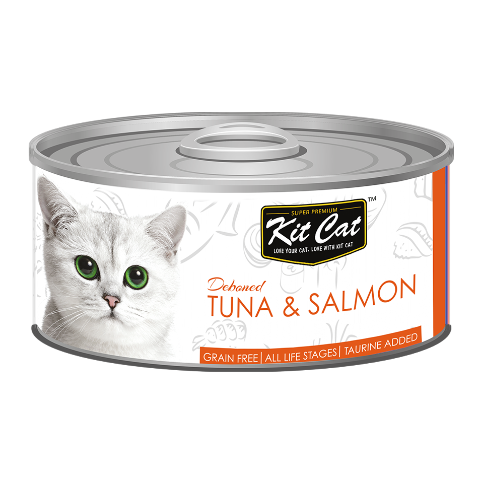 [As Low As $0.91 Each] Kit Cat Deboned Tuna & Salmon Wet Cat Canned Food 80g