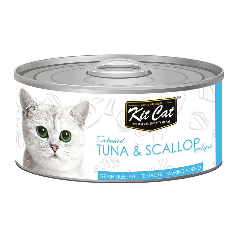 [As Low As $0.91 Each] Kit Cat Deboned Tuna & Scallop Wet Cat Canned Food 80g
