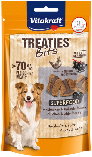 Vitakraft Treaties Bites Superfood Chicken & Elderberry Dog Treats 120g