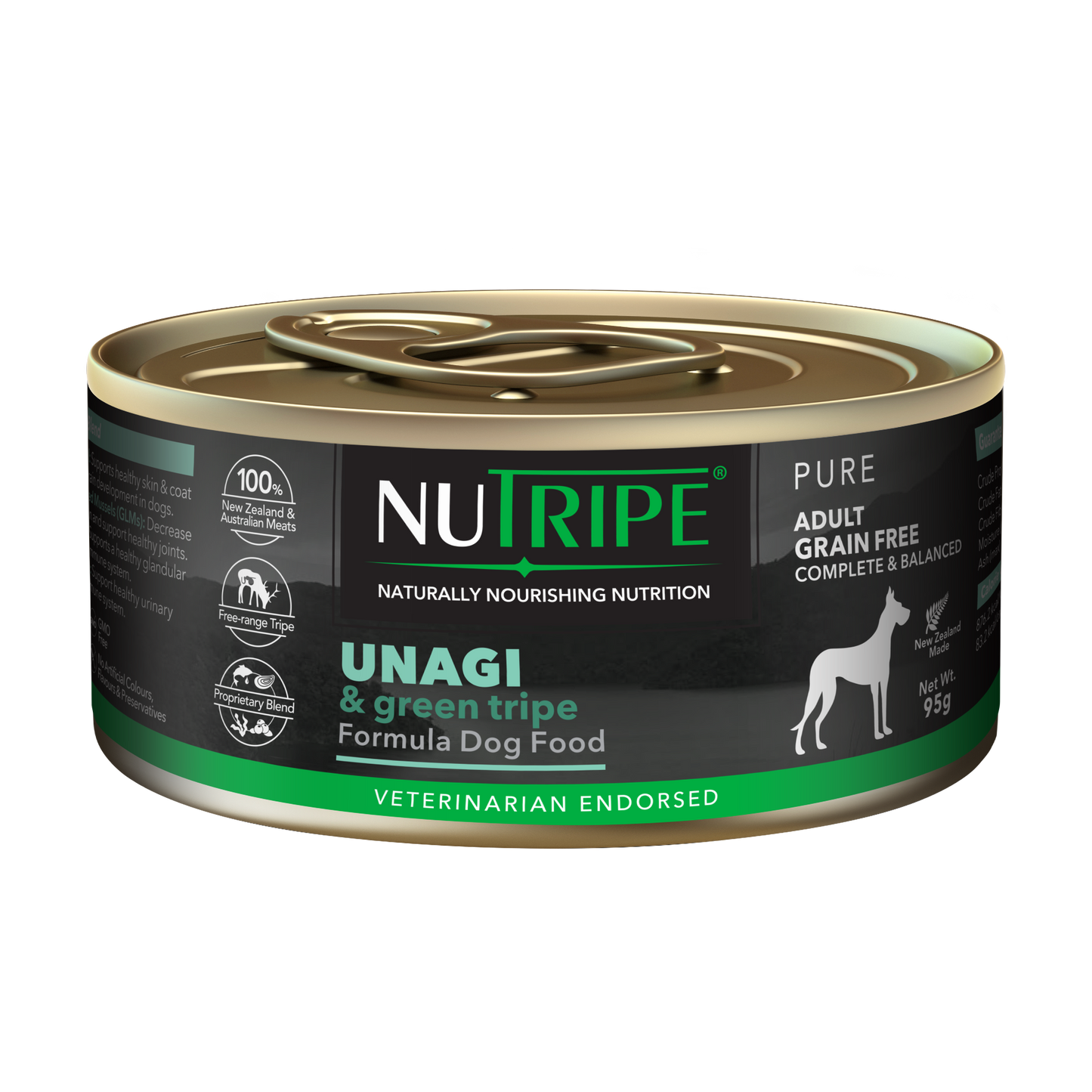 Nutripe Pure Unagi & Green Tripe Adult Dog Canned Food 95g & 390g