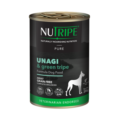 Nutripe Pure Unagi & Green Tripe Adult Dog Canned Food 95g & 390g