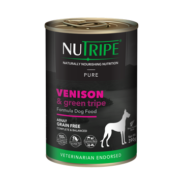 Nutripe Pure Venison & Green Tripe Adult Dog Canned Food 95g & 390g
