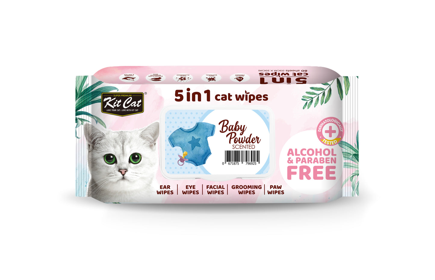 [As Low As $3.48 Each] Kit Cat 5 in 1 Baby Powder Cat Wipes