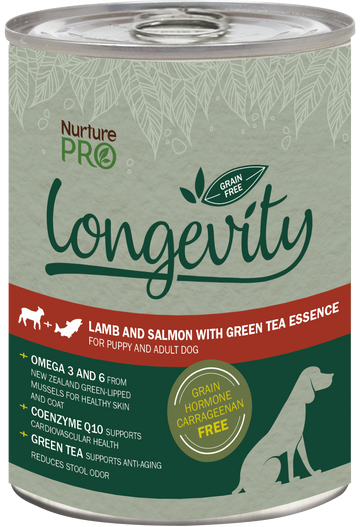 Nurture Pro Longevity Grain Free Lamb and Salmon with Green Tea Essence Canned Dog Food 375g